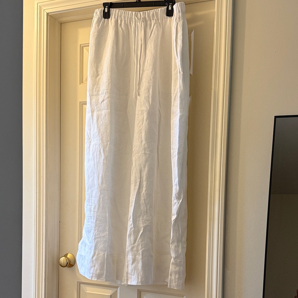 DISSH Women's White Wide Leg Linen Pants